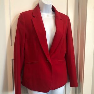 TAHARI Collard Blazer, Red with gold button